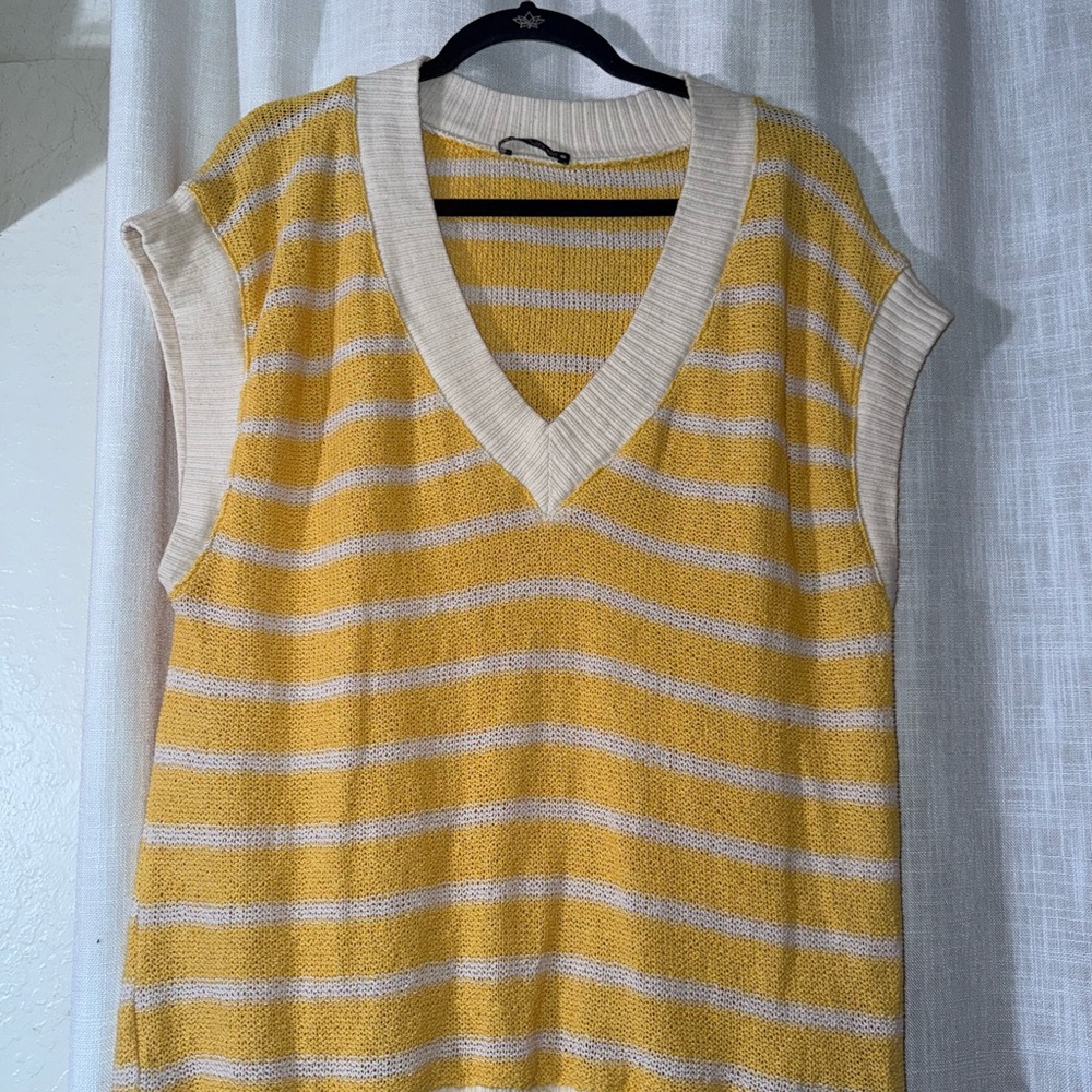 Zara Yellow and Cream Striped Tank Top